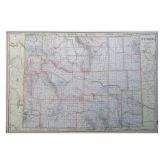 Large Original Antique Map of Wyoming, Usa, C.1900