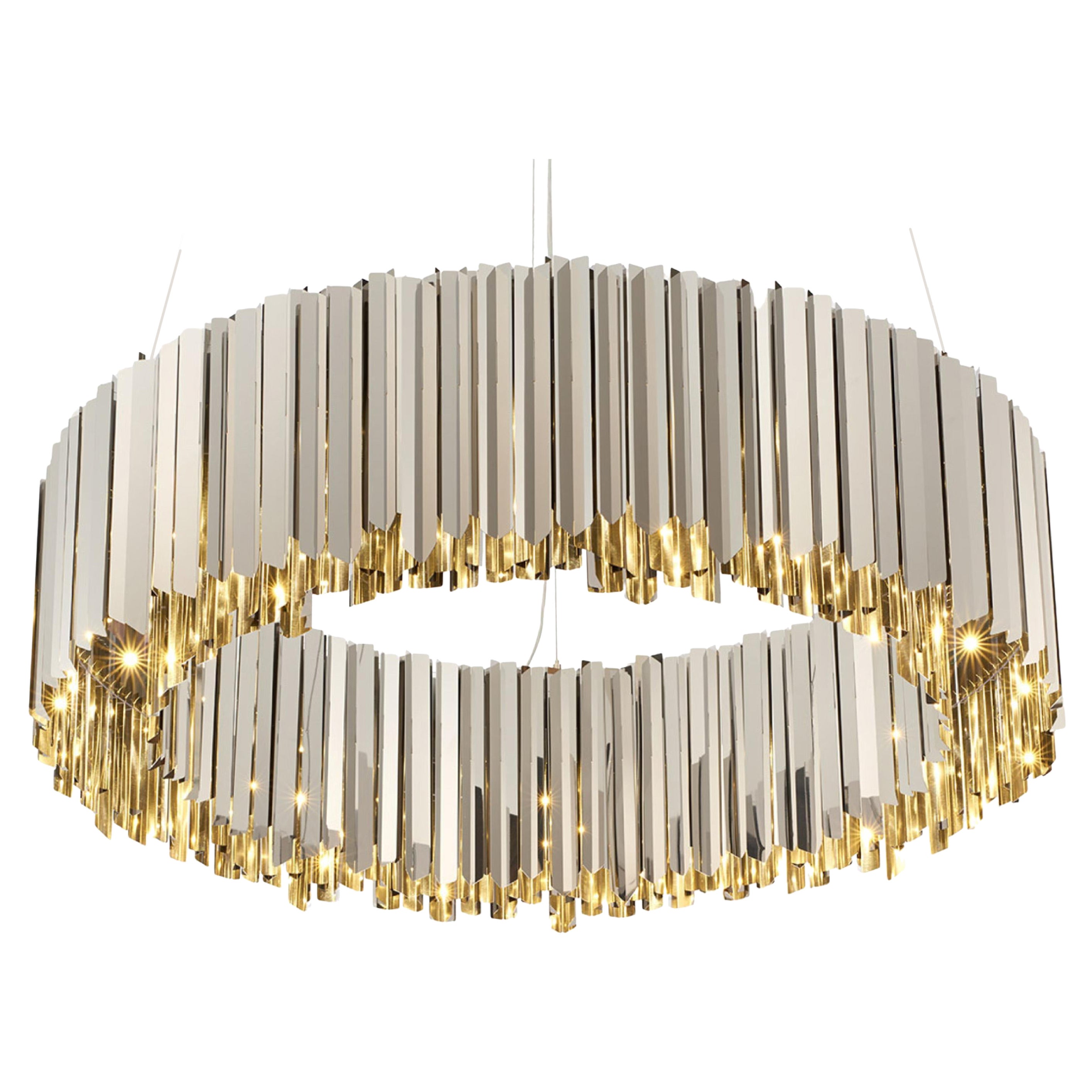 Facet Chandelier 900mm / 35.5" in Polished Stainless Steel by Tom Kirk UL Listed