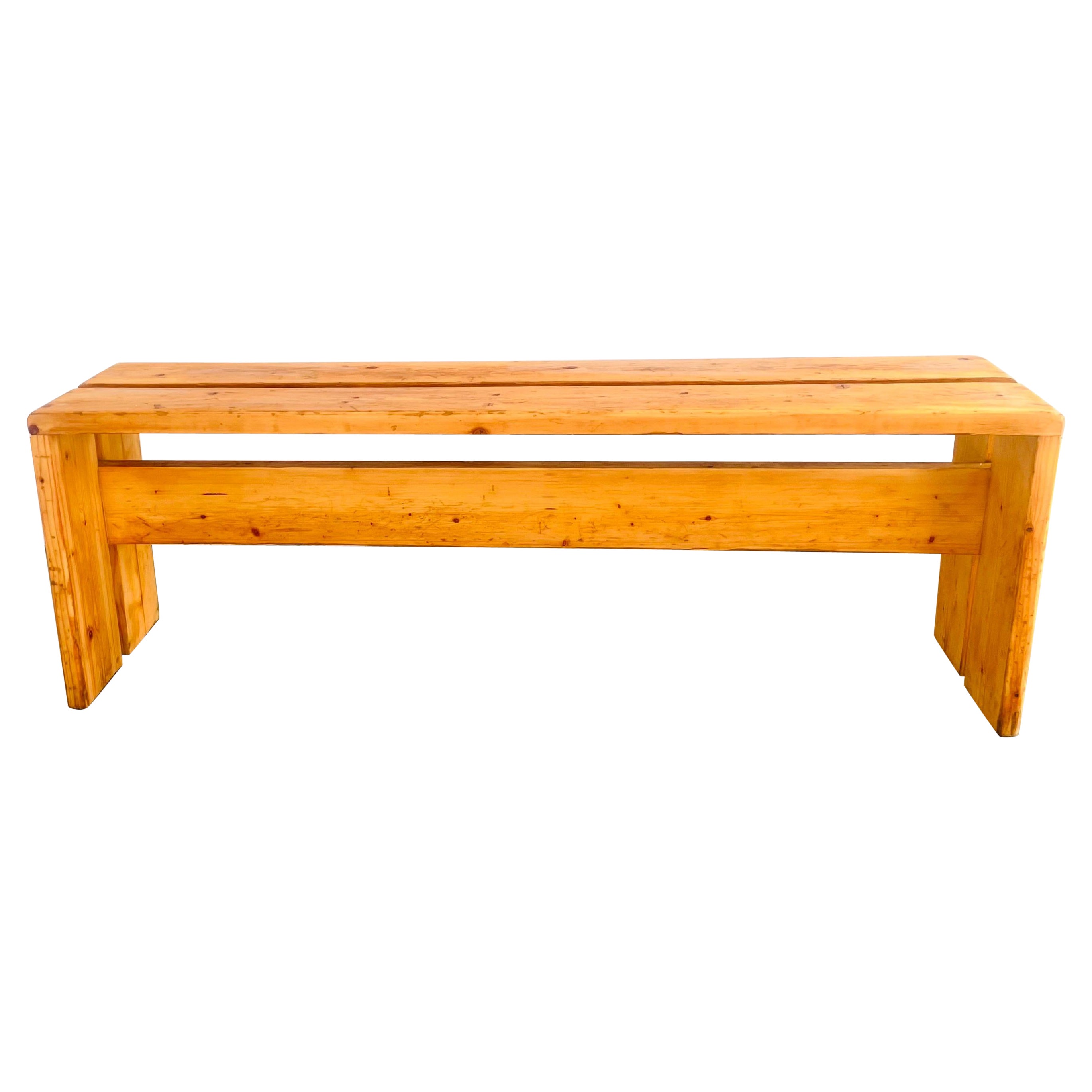 Charlotte Perriand Les Arcs Pine Slat Bench For Sale