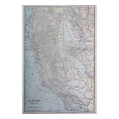 Large Original Antique Map of California, USA, C.1900