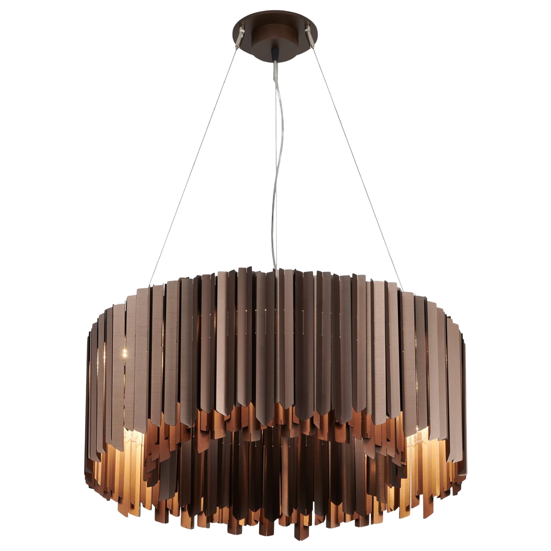 Facet Chandelier 900mm / 35.5" in Satin Bronze by Tom Kirk, UL Listed For Sale