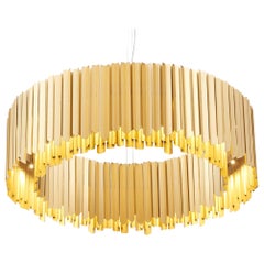 Facet Chandelier 900mm / 35.5" in Satin Gold by Tom Kirk, UL Listed