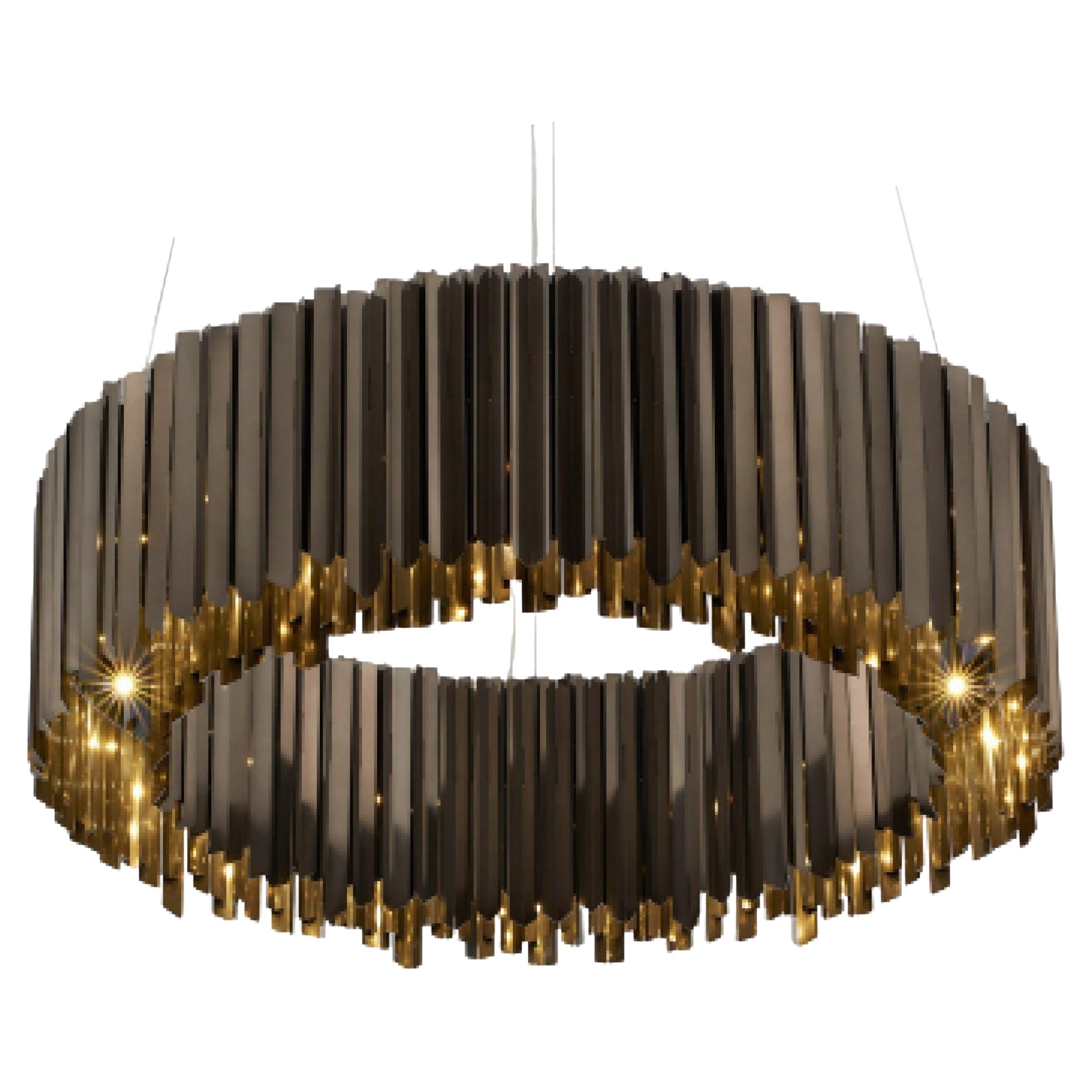 Facet Chandelier 1300mm / 51.25" in Polished Black Nickel by Tom Kirk, UL Listed