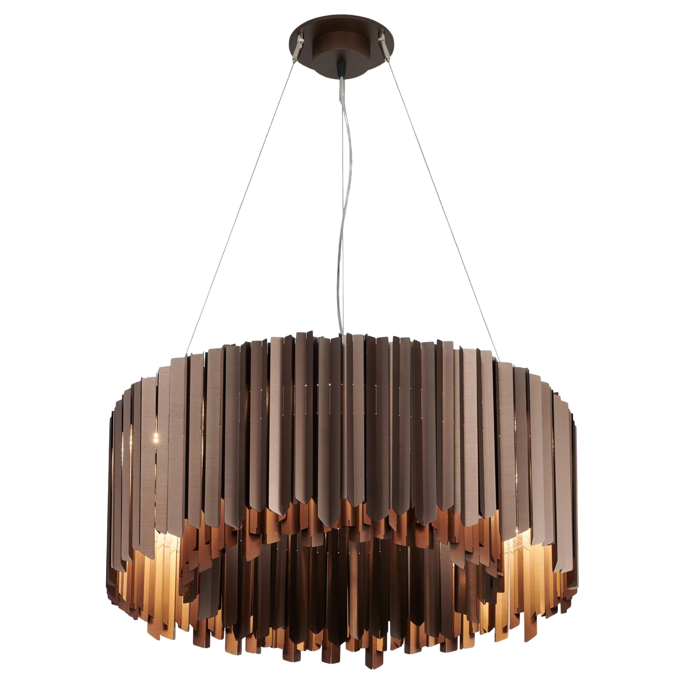 Facet Chandelier 1300mm / 51.25" in Satin Bronze by Tom Kirk, UL Listed For Sale