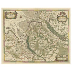 Original Antique Map of the Area of Bremen and Lower Saxony