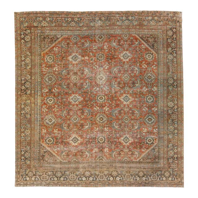 Antique Mahal Rust Handmade Persian Wool Rug With Allover Motif For ...