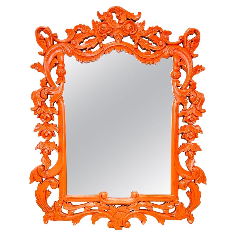 Ornate Carved Wood Wall Mirror For Sale at 1stDibs