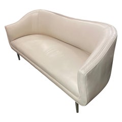 Canapé en cuir blanc d'Edward Wormly