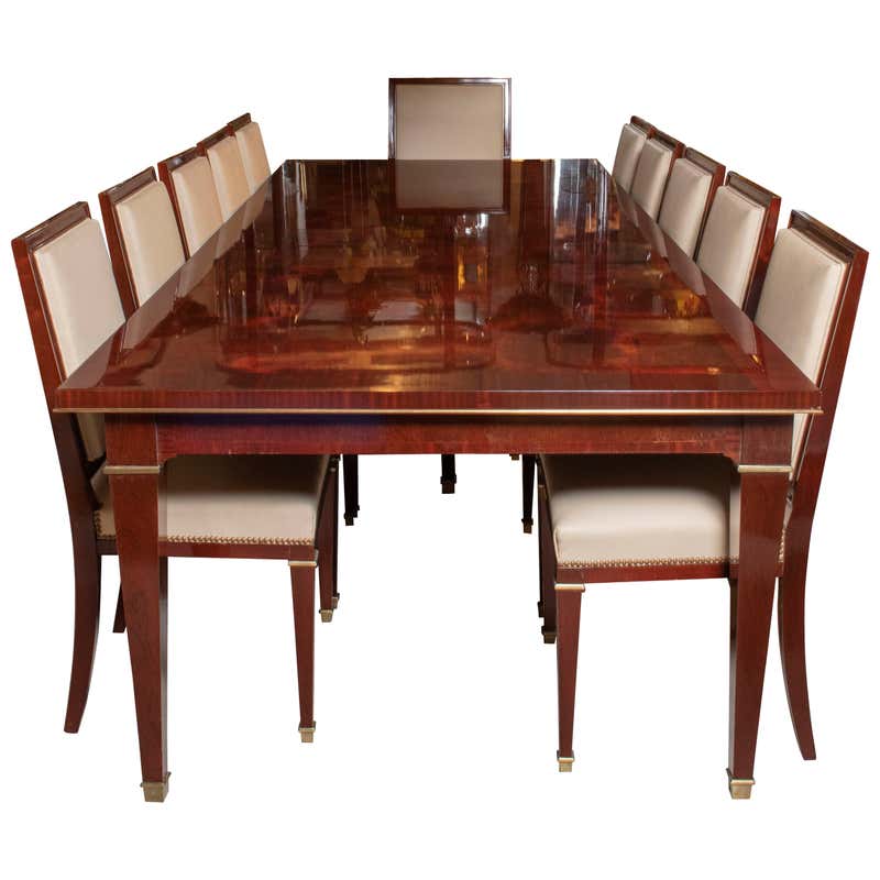 Schnadig William IV Dining Room Set 8 Chairs Burl Wood Table with 2 ...