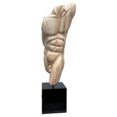 Male Torso in Pink Marble by Sculptor Bryan Ross