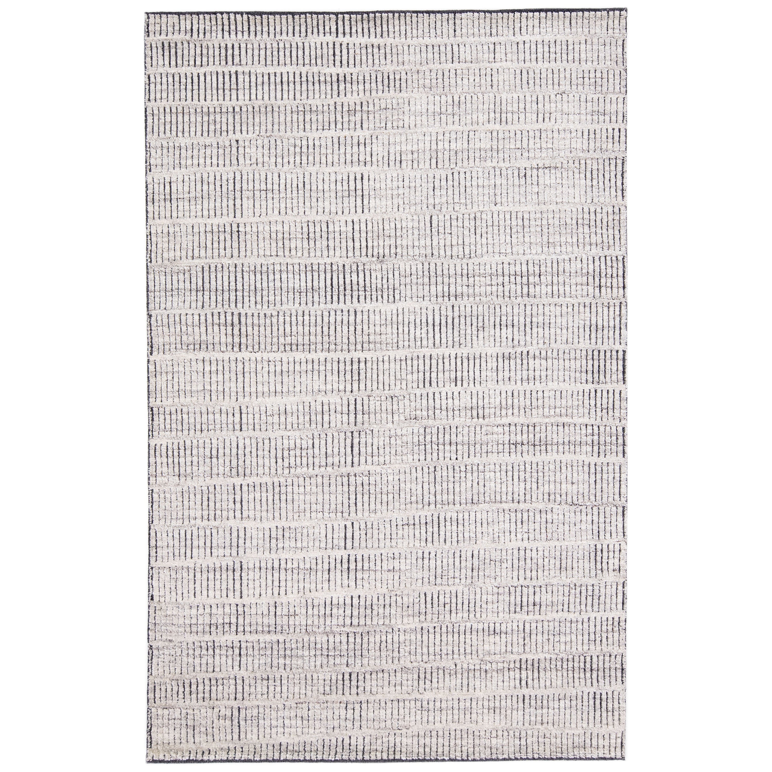 Modern Geometric Moroccan Style Handmade Wool Rug in Light Gray by Apadana For Sale