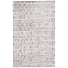 Modern Geometric Moroccan Style Handmade Wool Rug in Light Gray by Apadana