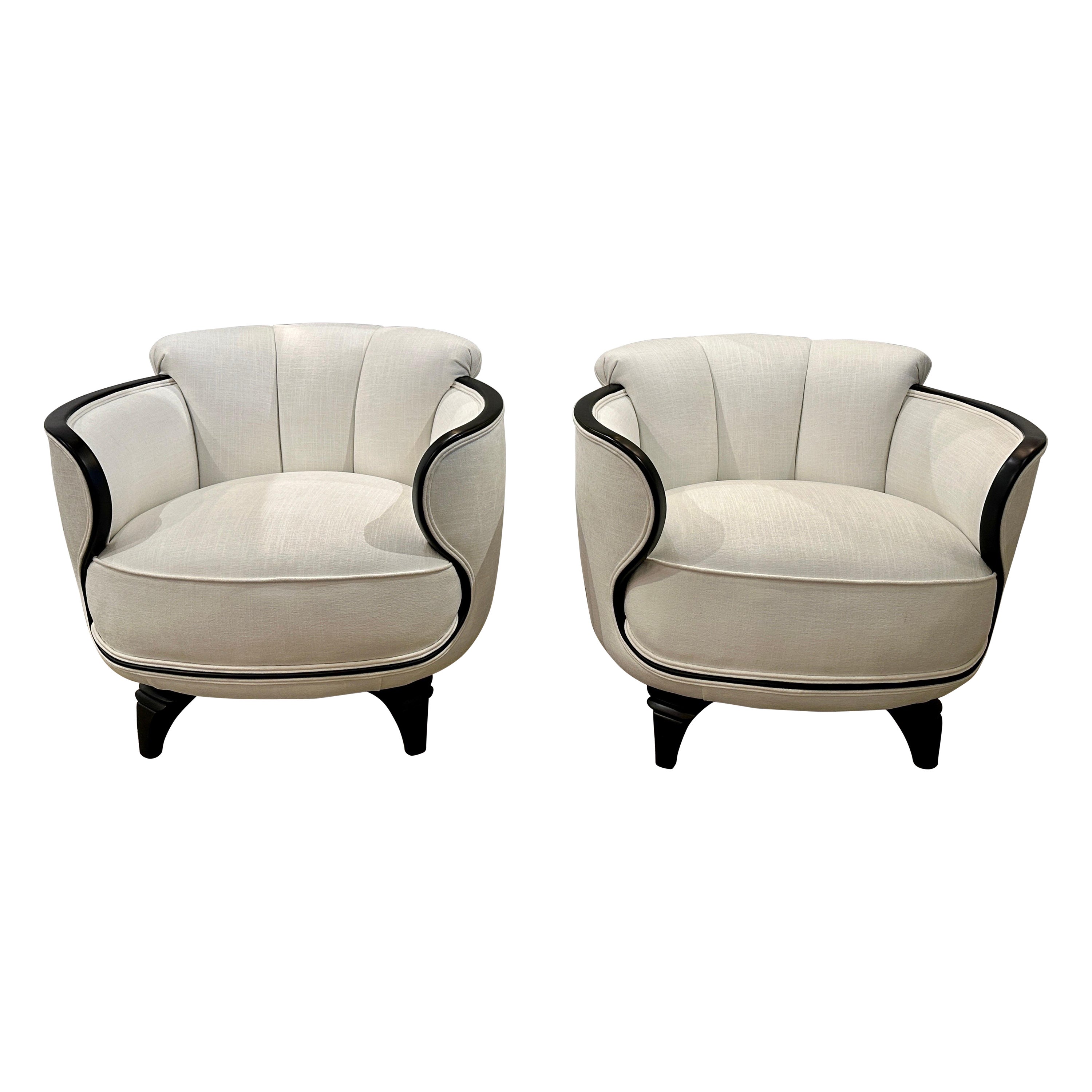 American 40's Designer Art Deco Armchairs, Pair For Sale