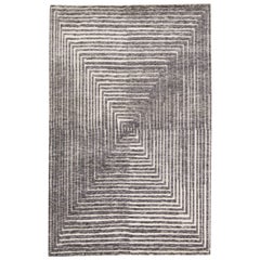 Gray Modern Moroccan Style Handmade Wool Rug with Op Art Design by Apadana