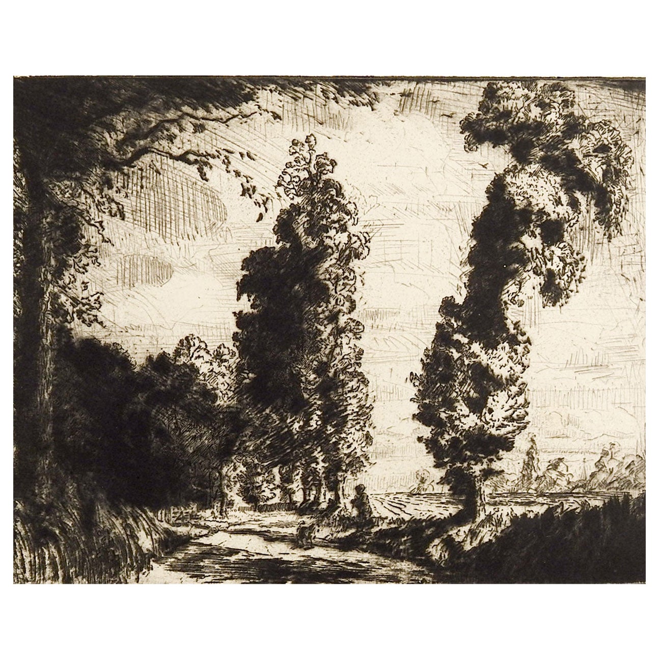 Greensted Road by George Herbert Rose Etching For Sale