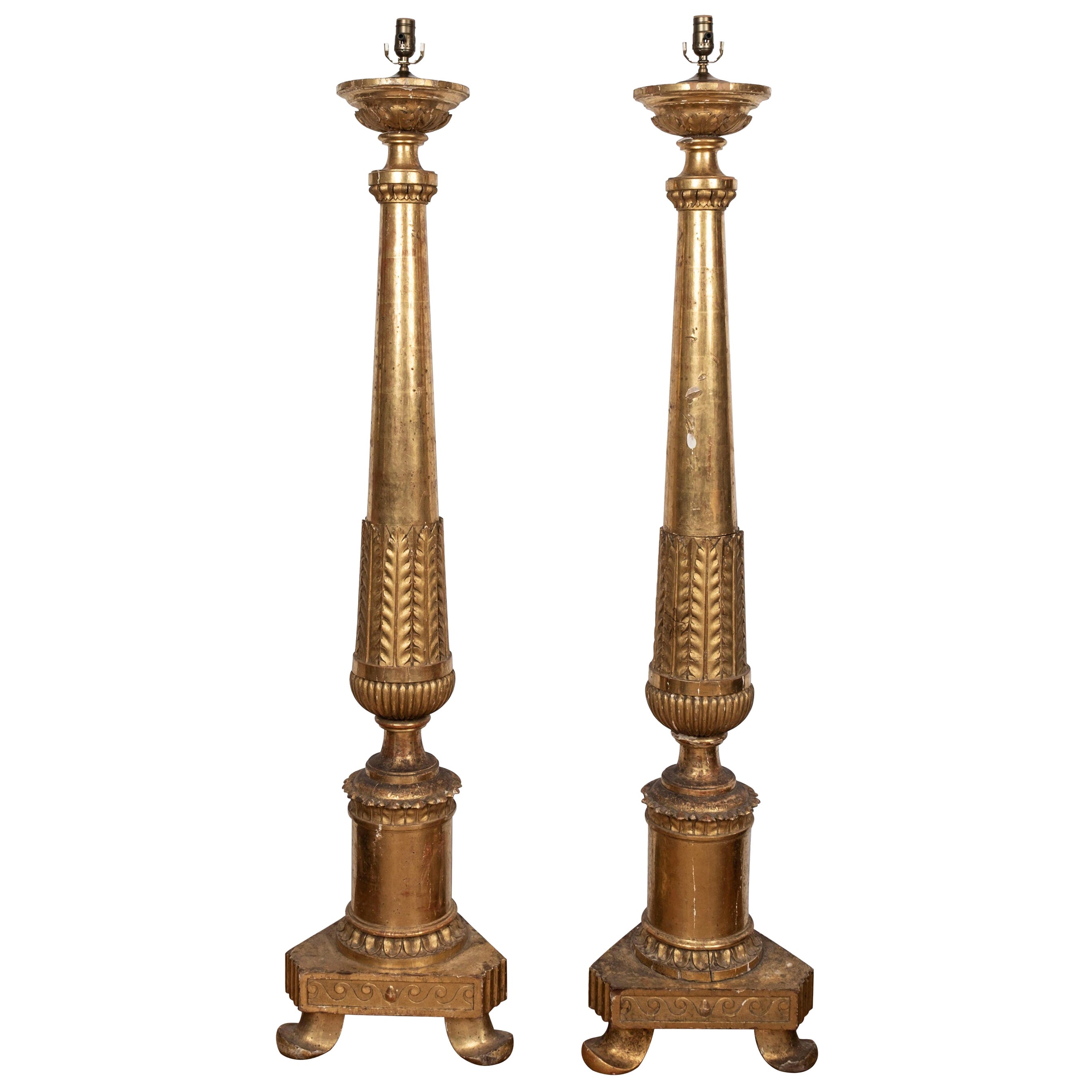 Pair of 18th Century Italian Giltwood Torchieres