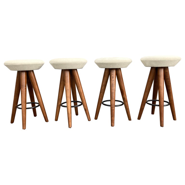 Set of 4 MidCentury Modern Bar Stools For Sale at 1stDibs