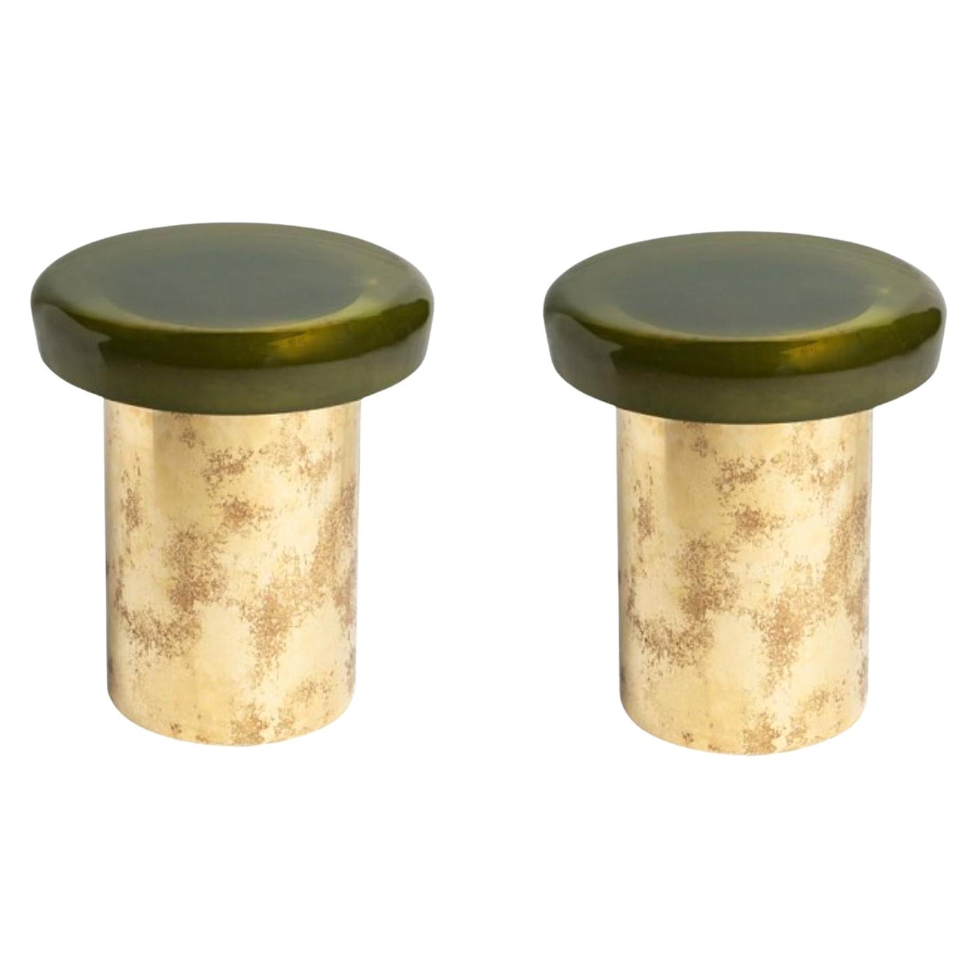 Set of 2 Jade Stools by Draga & Aurel For Sale