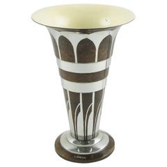 Lucien Gerfaux France Art Deco Uplight Metal Table Lamp, 1930s