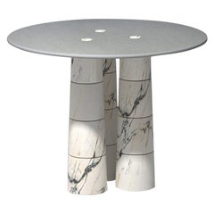 Marble Modular Base & Steel Top Contemporary Art Coffee Table by Samuele Brianza