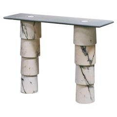 Marble Modular Base & Steel Top Contemporary Art Console by Samuele Brianza