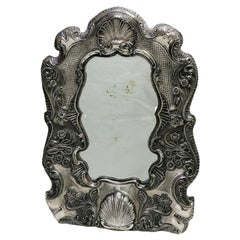 Retro 20th Century Italian Silver Barocco Wall or Table Mirror