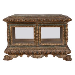 Antique 18th Century Italian Painted and Parcel Gilt Reliquary Box