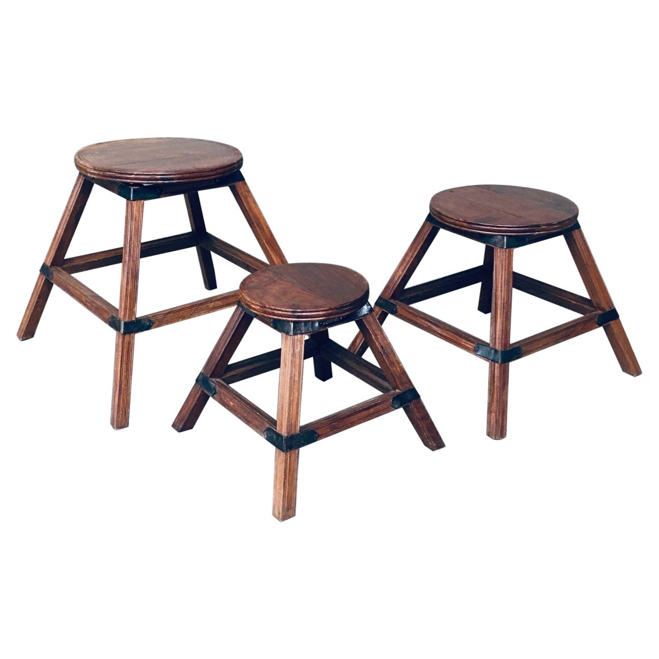 Handcrafted Wabi Sabi Style Nesting Table Set, France, 1950's For Sale