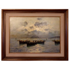 Used  Oil Painting, "Seascape Fisherman", by Lisani