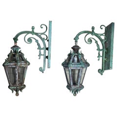 Pair of Handcrafted Wall-Mounted Brass Lantern