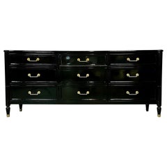 Retro Hollywood Regency Ebony Lacquer Sideboard / Commode, Jansen Style, Baker