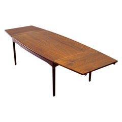 Jens Risom Walnut Dining Table, Rare Midcentury Draw Leaf Extension 