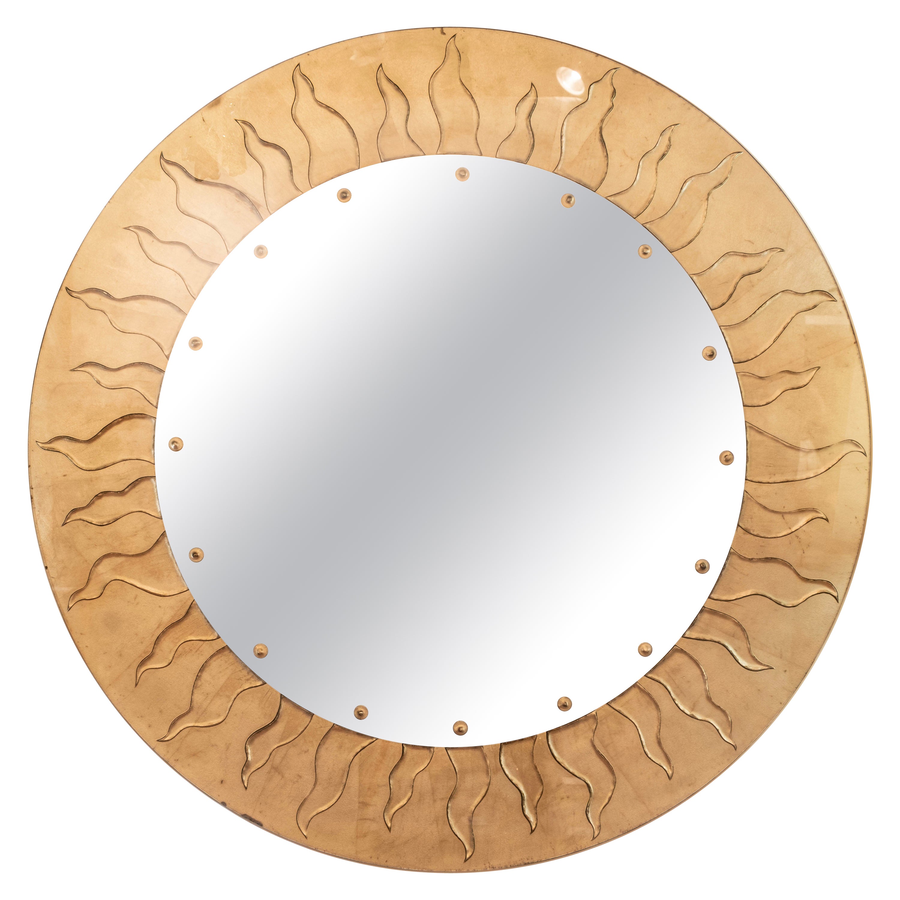 Large Eglomise Sunburst Mirror Signed David Marshall For Sale