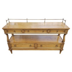 Vintage De Bournais French Neoclassical Tiered Brass Mounted Galleried Walnut Sideboard