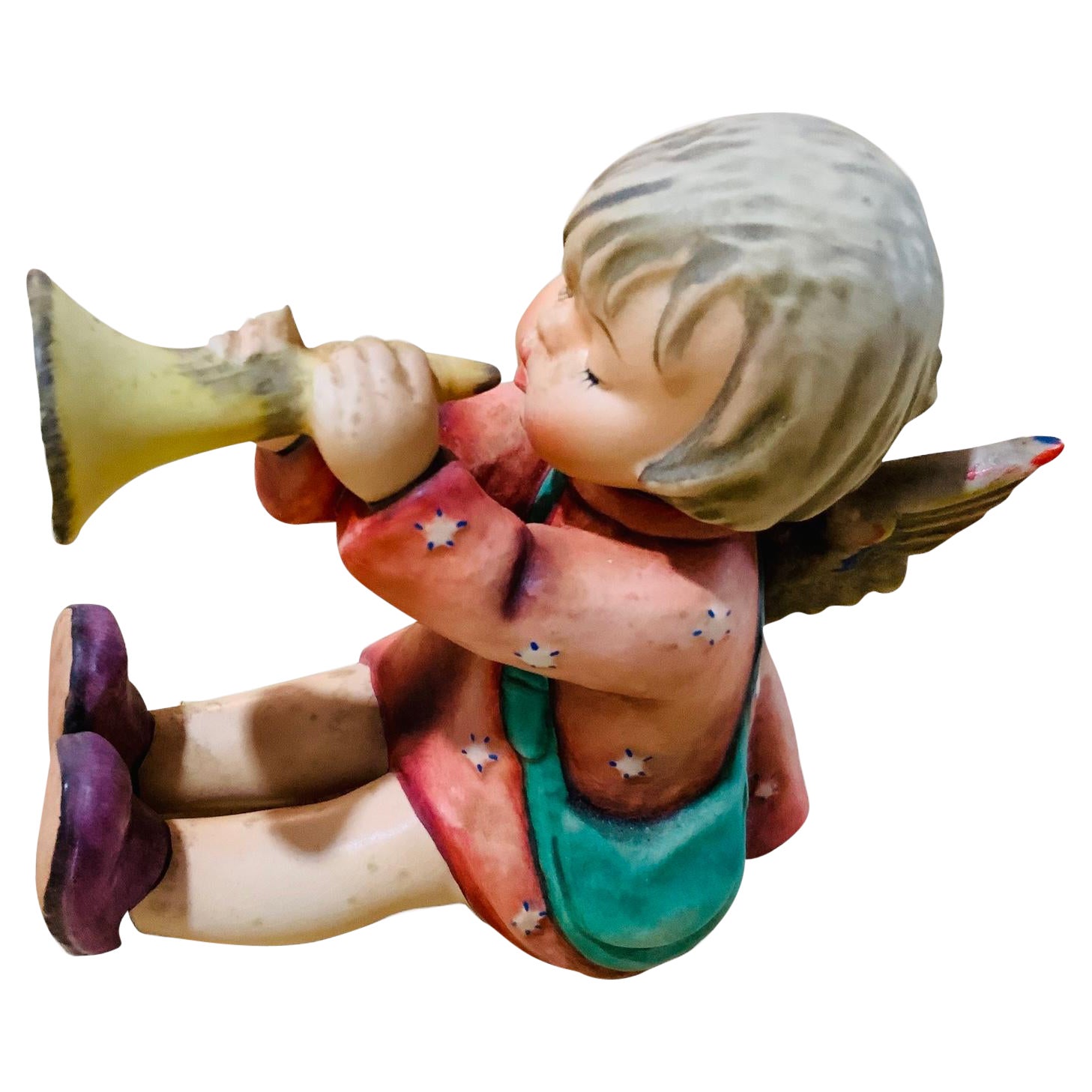 Goebel Company Hummel Porcelain Figurine “Joyous News Angel Girl with Trumpet” For Sale