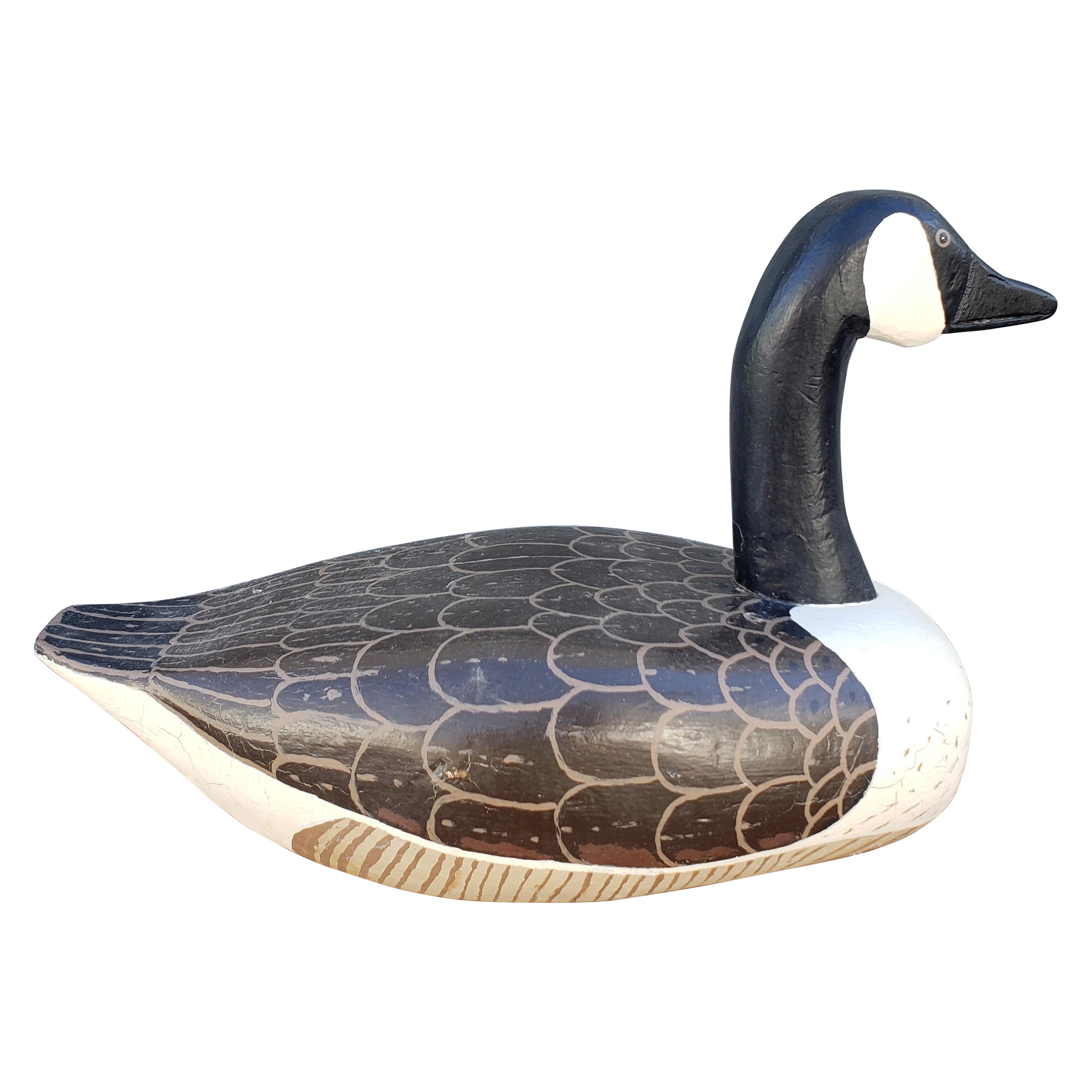 Mid-Century Hand-Crafted and Hand-Painted  Hardwood American Duck Decoy For Sale