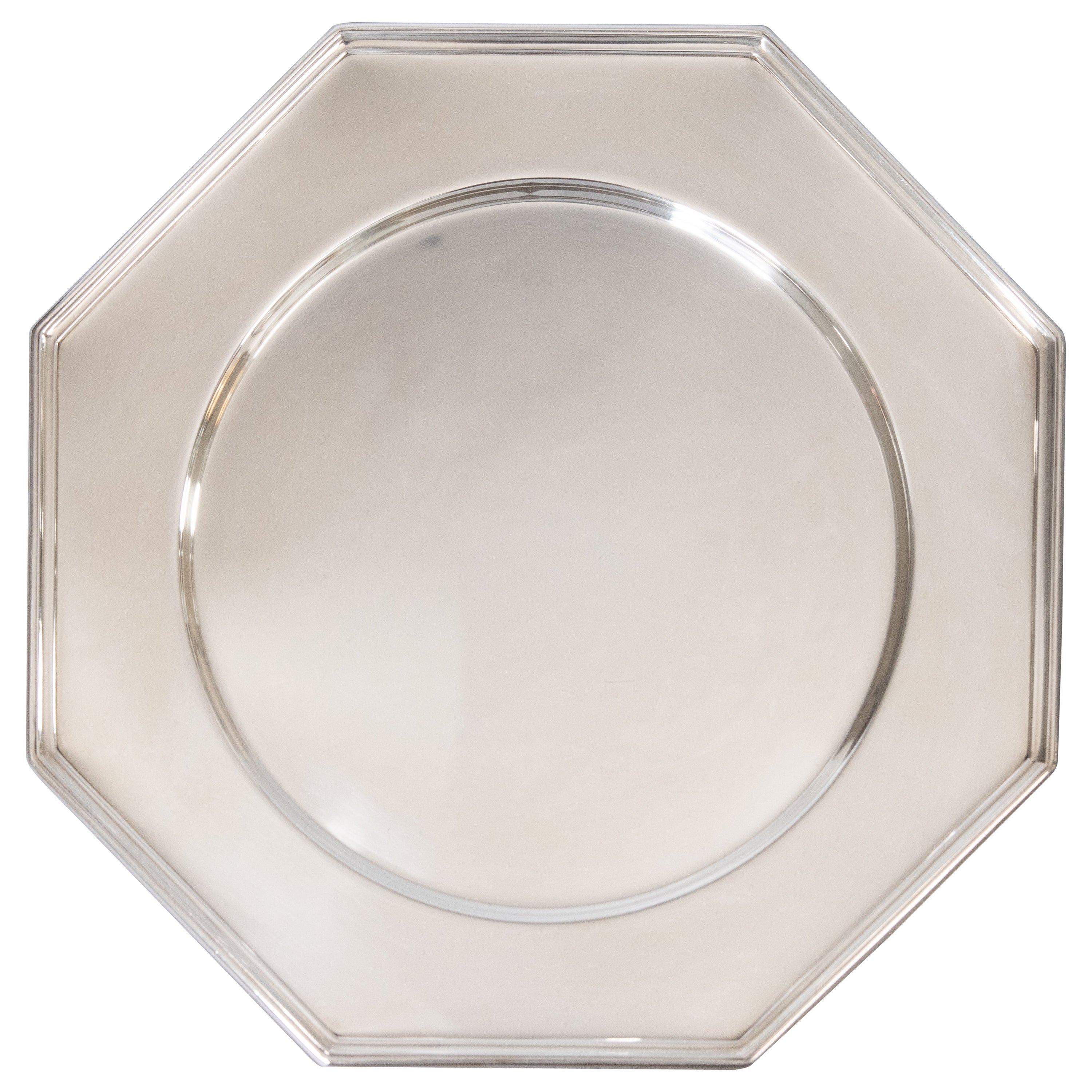 Mid-20th Century, English Silver Plate Octagonal Barware Drinks Tray For Sale