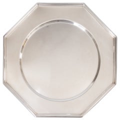 Mid-20th Century, English Silver Plate Octagonal Barware Drinks Tray