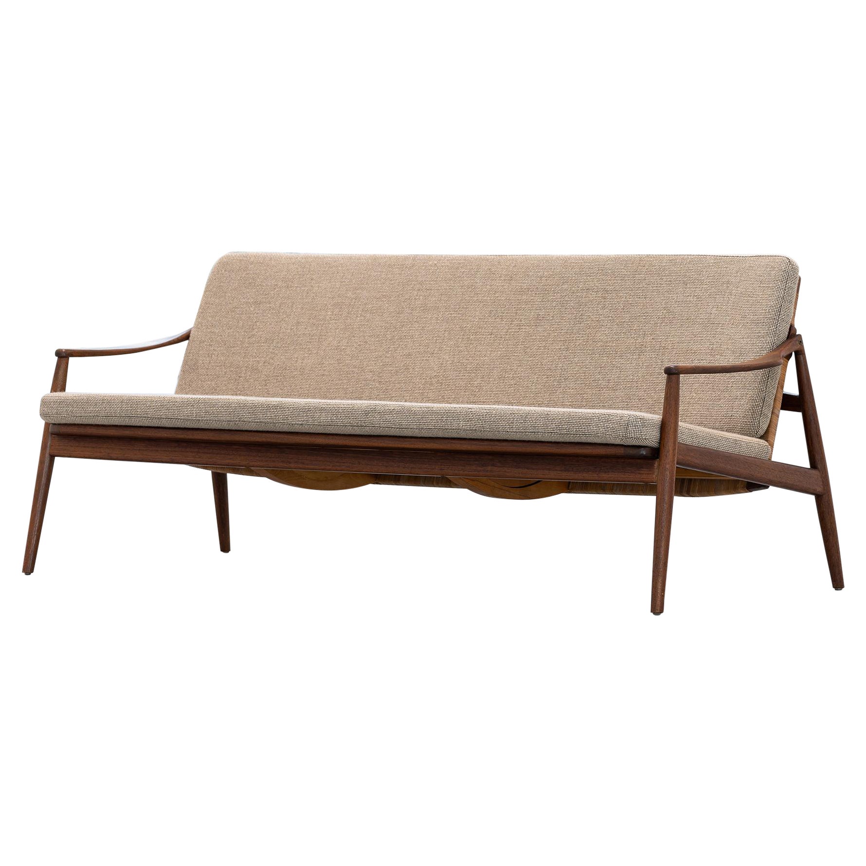 Hartmut Lohmeyer 3sitziges Sofa Teakholz Kvadrat Rohr 1962 Wilkhahn Mid Century Modern im Angebot