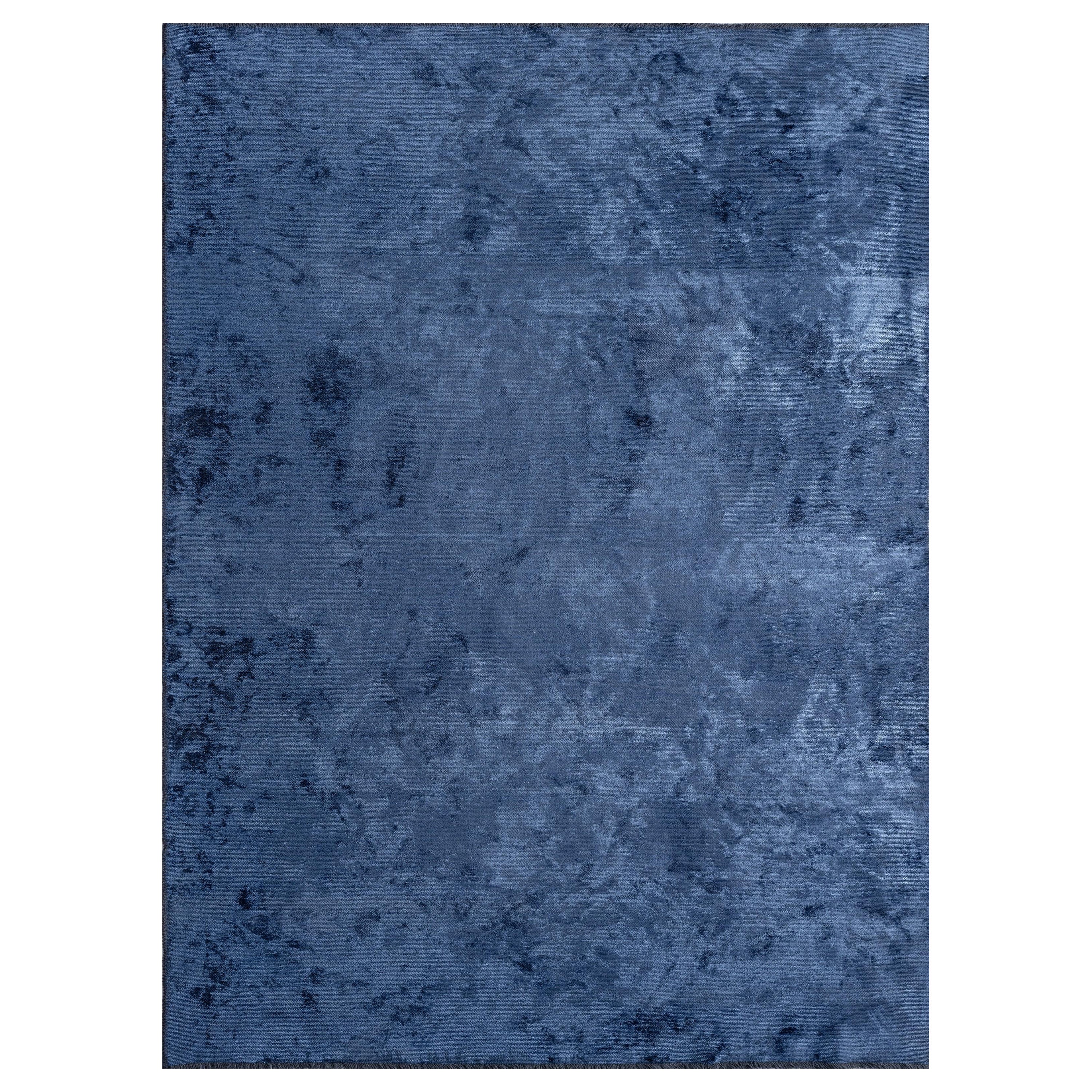 En vente :  (Bleu) Moderne  Tapis de luxe de couleur unie