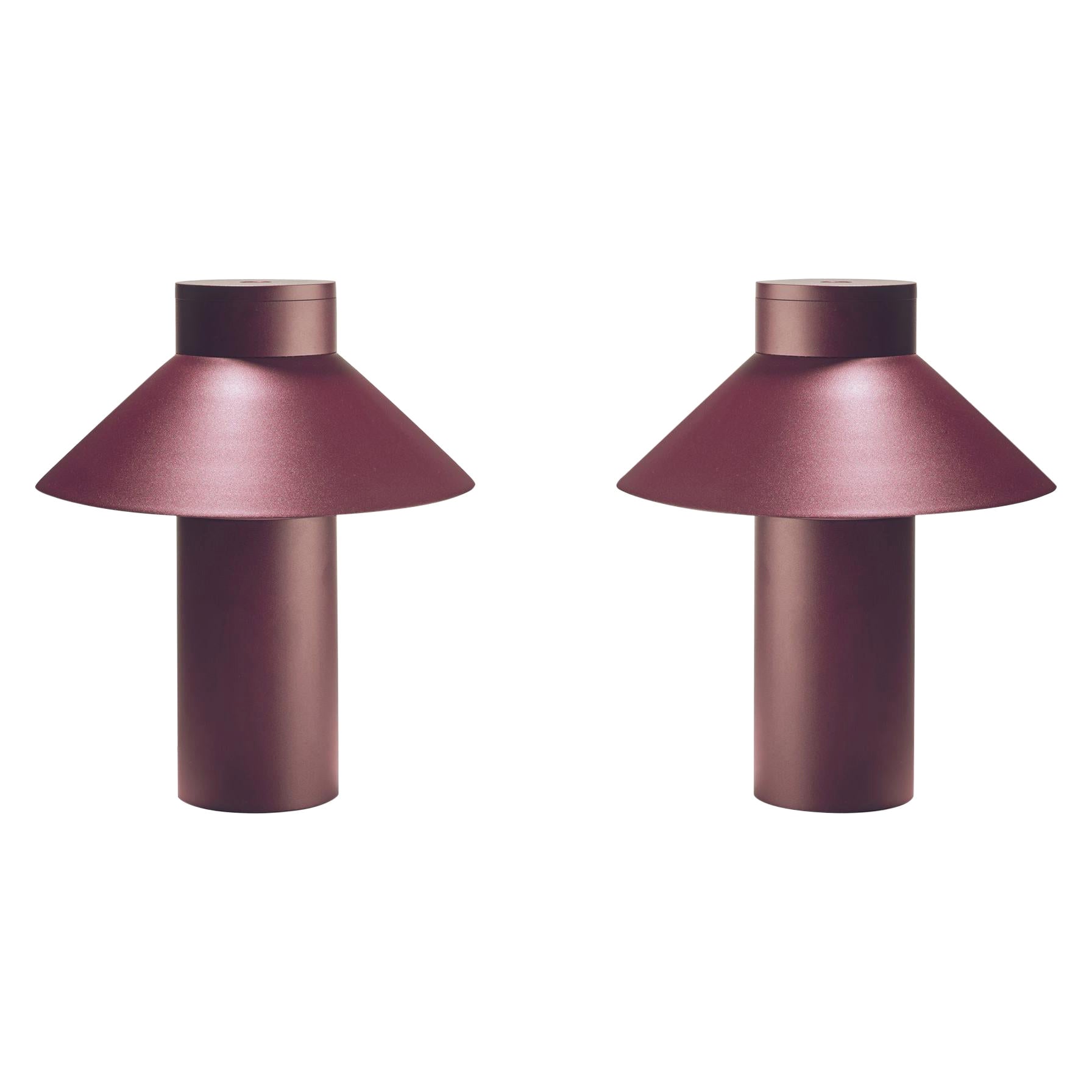 Set of Two Joe Colombo 'Riscio' Steel Table Lamps by Karakter For Sale