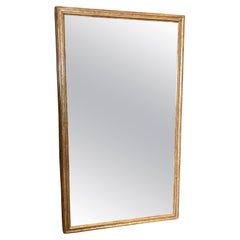 Miroir rectangulaire en bois doré biseauté avec plaque de miroir mercuré du 19ème siècle