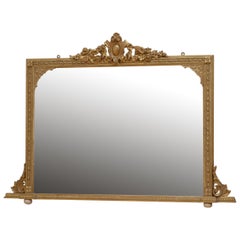 Victorian Giltwood Overmantel Mirror H98cm