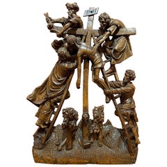 Antique Wood Carved Depicting the Descent from the Cross