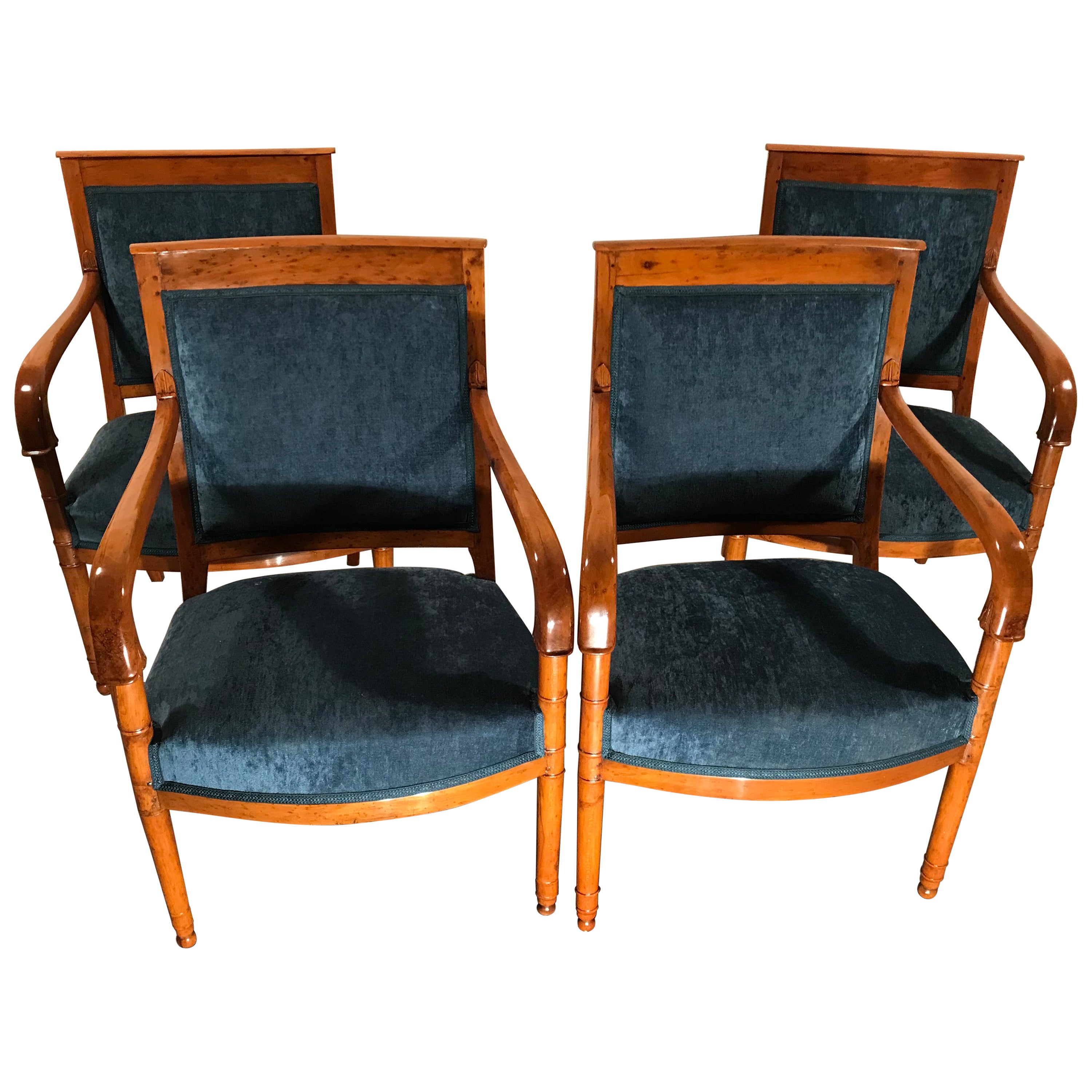 Set of Four French Empire Armchairs, 1810 For Sale