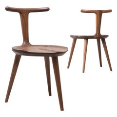 Set of 2 Walnut Oxbend Chairs 3 Legs by Fernweh Woodworking