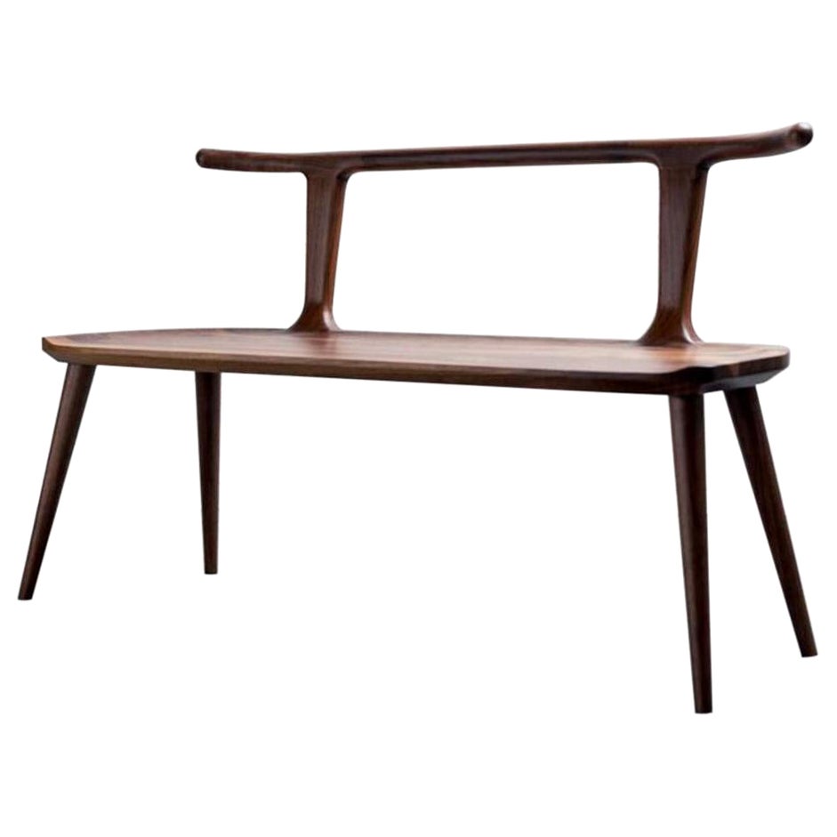 Walnut Oxbend Bench by Fernweh Woodworking For Sale