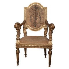 Antique Monumental 18th Century Venetian Louis XVI Giltwood Chair