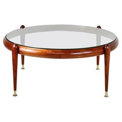 Center Table, Giussepe Scapinelli, in Caviuna Rosewood and Brass, Brazil 1960