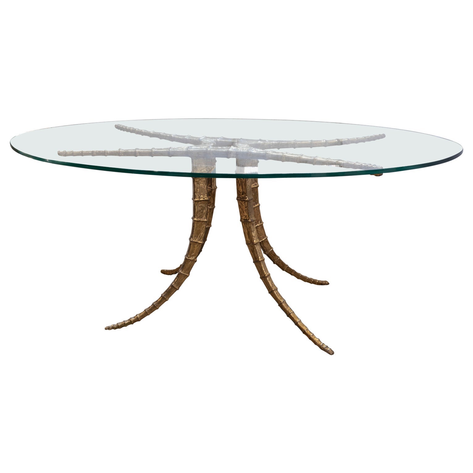 French Brass Horn Dining Table / Center Table Signed by Alain Chervet